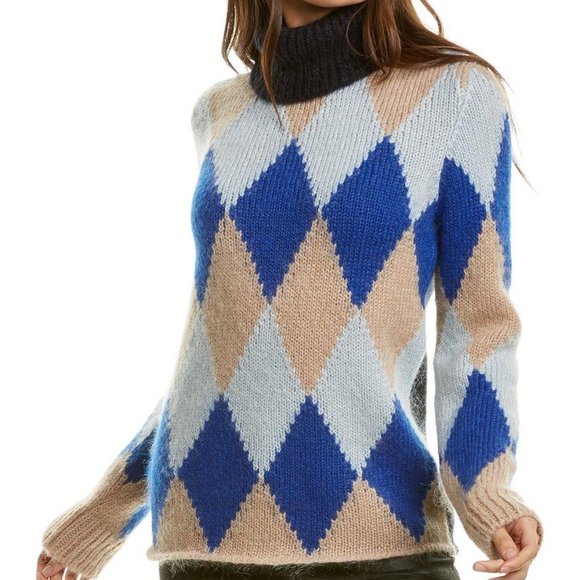 Tory Burch Libby Argyle Wool Turtleneck 